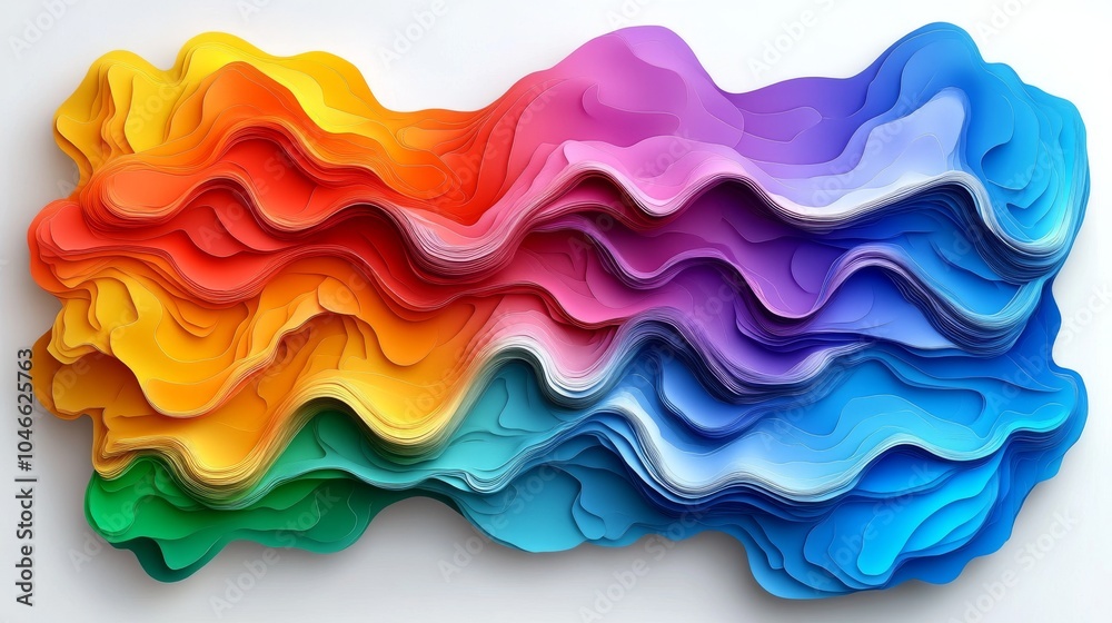 A vibrant, colorful abstract design featuring layered waves in red, orange, yellow, green, blue, and purple hues. A vibrant, colorful abstract design featuring layered waves in red, orange, yellow, green, blue, and purple hues.