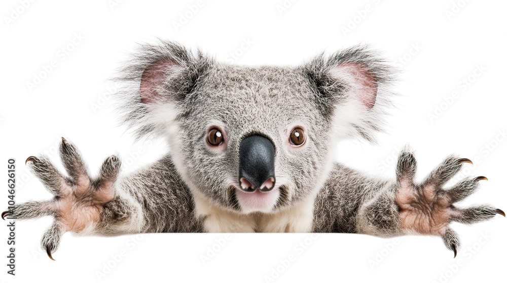 Obraz premium Cute Koala Sticker Design Featuring Fuzzy Ears and Playful Expression, Perfect for Adding Charm to Your Collection