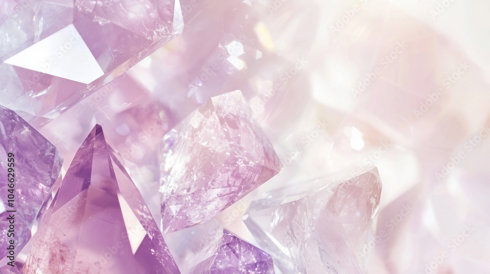 Sparkling amethyst crystals are forming a beautiful structure with a magical glimmer. The fascinating gemstone is shining in different purple colors