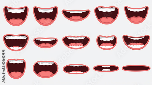 Cartoon Mouths Animated Expressions Set