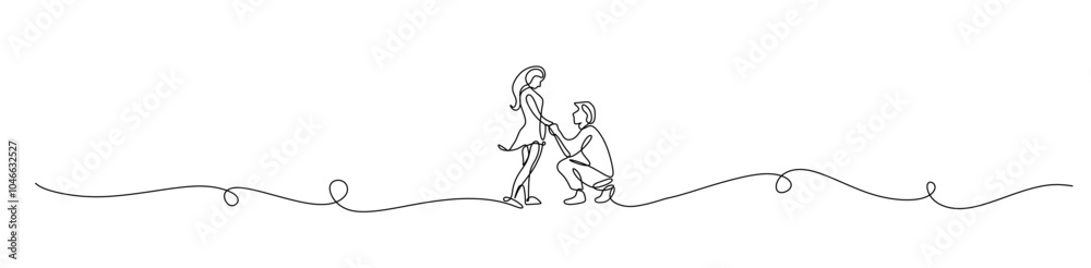 Continuous one line drawing. Loving couple woman and man sitting. Vector illustration Continuous one line drawing. Loving couple woman and man sitting. Vector illustration