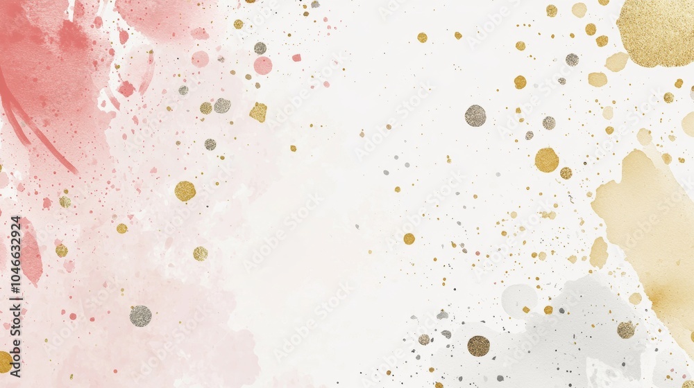 Abstract watercolor background in pink and gold tones with silver and gold splashes, perfect for creating elegant and modern designs Abstract watercolor background in pink and gold tones with silver and gold splashes, perfect for creating elegant and modern designs