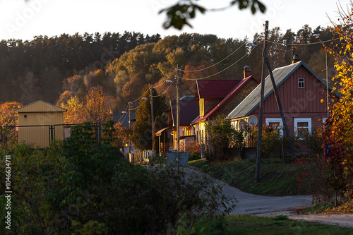 A view of the small streets of the small town of Kraslava on the banks of the Daugava river in Latvia photo