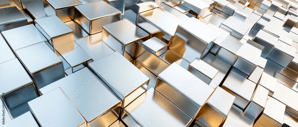 Abstract composition of metallic cubes creating a modern and dynamic visual effect. Abstract composition of metallic cubes creating a modern and dynamic visual effect.