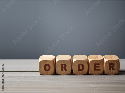 Order word in wooden cubes. Task priority and business management concept photo