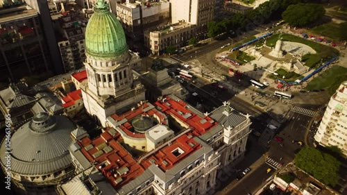 National Congress of Argentina, palace, top view on the roofs, structures of a building