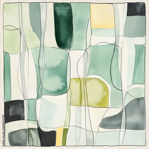 Geometric and Organic Doodle Tile and Carpet Designs with White Borders | Hand-drawn, Abstract, Floral, and Symmetrical Patterns in Soft Pastel and Earth Tones