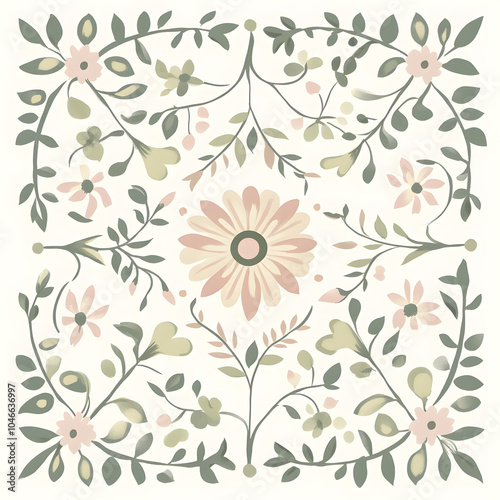 Geometric and Organic Doodle Tile and Carpet Designs with White Borders | Hand-drawn, Abstract, Floral, and Symmetrical Patterns in Soft Pastel and Earth Tones