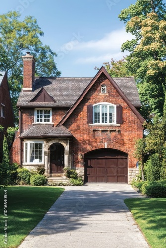 Wallpaper Mural Integrated garage complements the spacious brick design of a suburban home. Torontodigital.ca