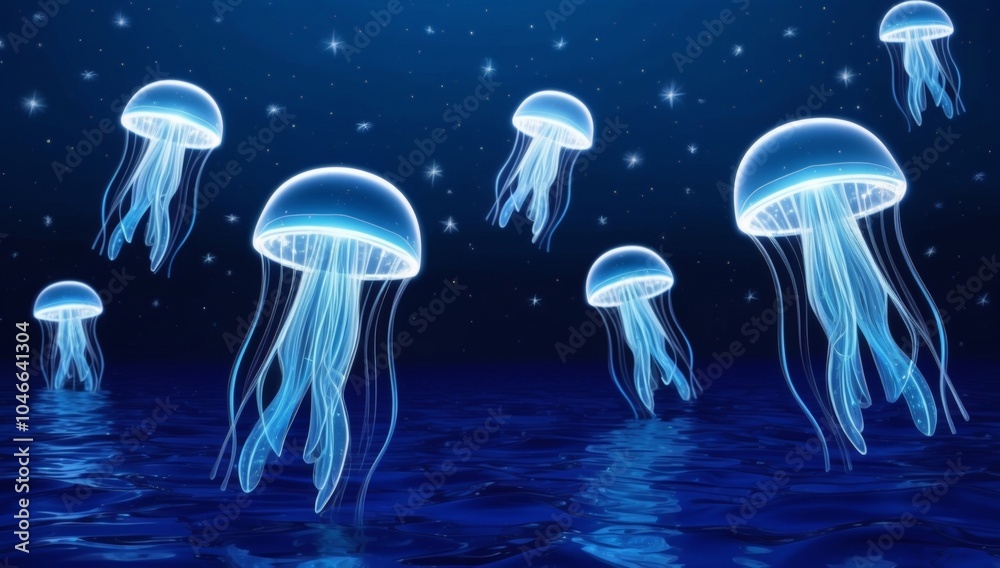 illustration of jellyfish in water illustration of jellyfish in water