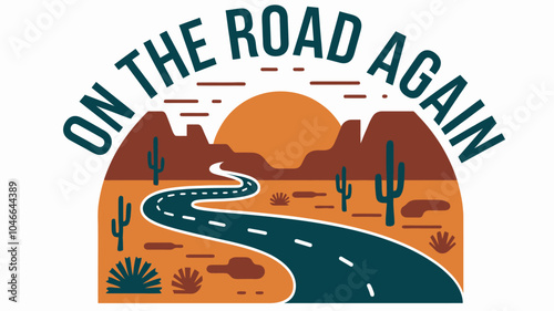 Stylized Travel Logo with Mountains, Water, and Trees for Adventure Branding
