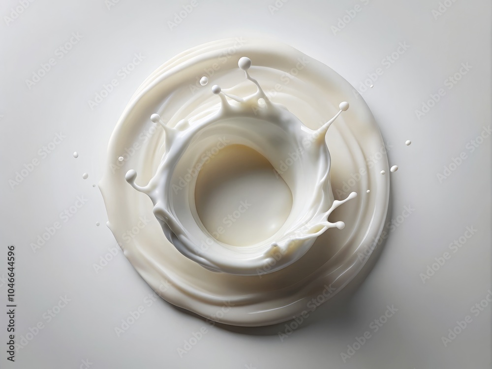Round Milk Wave Silhouette, Smooth Silk Texture on White Background for Minimalist Conceptual Photography and Creative Food Art Round Milk Wave Silhouette, Smooth Silk Texture on White Background for Minimalist Conceptual Photography and Creative Food Art
