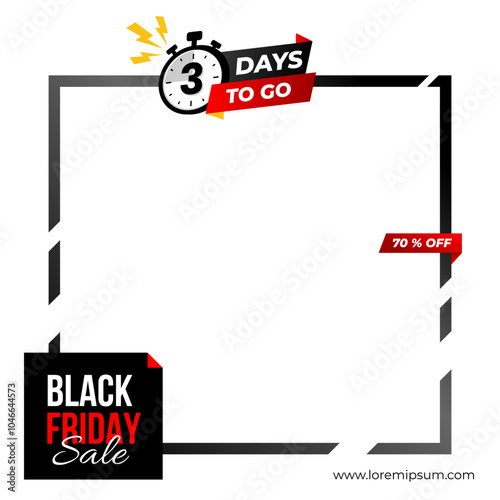 Black friday sale promotion social media post. 3 days to go counting down to big sale event