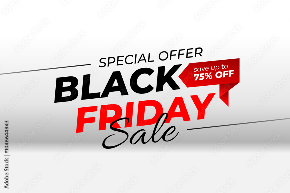Fototapeta premium Black friday sale banner announcing a special offer with modern typography