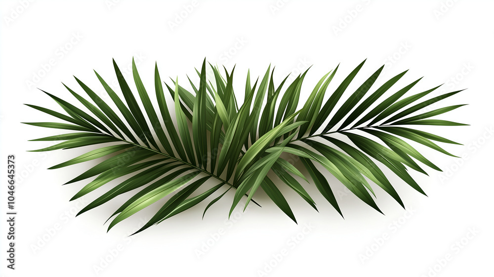 White background with palm leaves in the corners White background with palm leaves in the corners