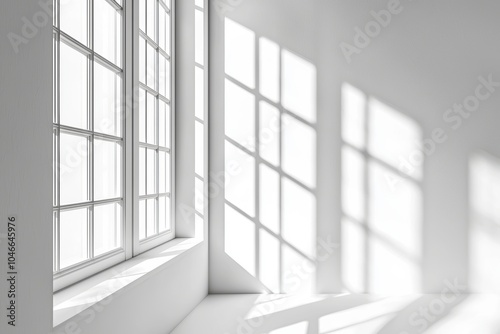 A room with a window that is letting in sunlight