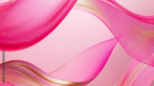 Photo of, Pink background with minimalist wave patterns and metallic accents for design, banner template