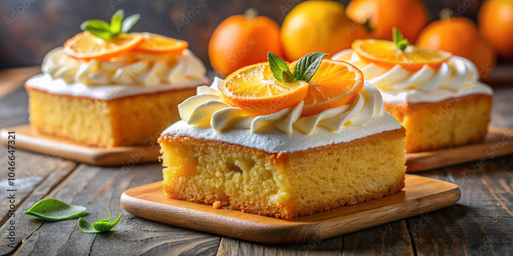 Citrus delight homemade orange cake with vanilla cream. Homemade bakery concept Citrus delight homemade orange cake with vanilla cream. Homemade bakery concept