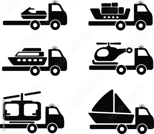 ICON VETTORIALE EDITABILE carroattrezzi barca elicottero 