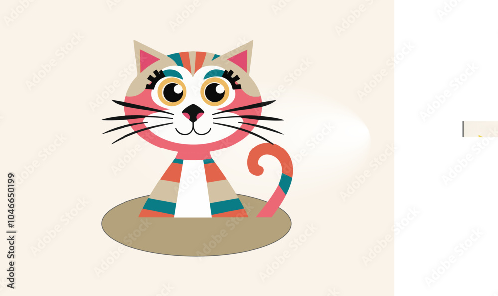 Fototapeta premium Cat flat vector cartoon style illustration