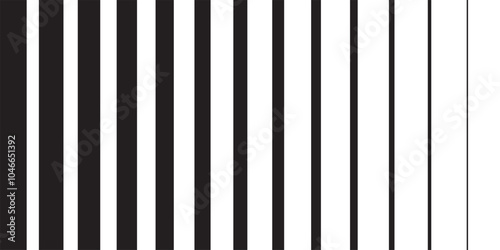 Black striped halftone gradient lines texture. Fading vertical stripes gradation background from thin to thick. Black halftone parallel lines pattern isolated on white vector illustration.