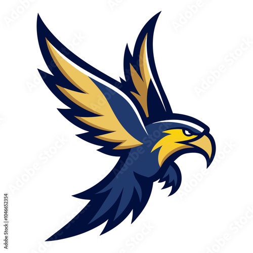 Falcon mascot logo, wings spread in attack mode