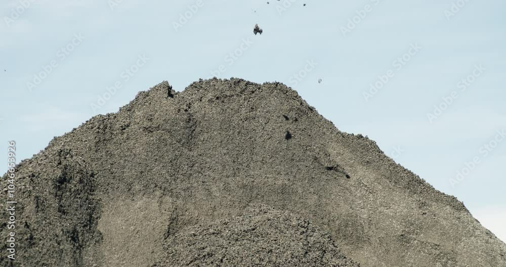 Sand production at stone crusher plant, pile close up. Sand production at stone crusher plant, pile close up.