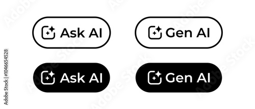 AI generate image icon set. Artificial Intelligence Button. Web App or Online Tool