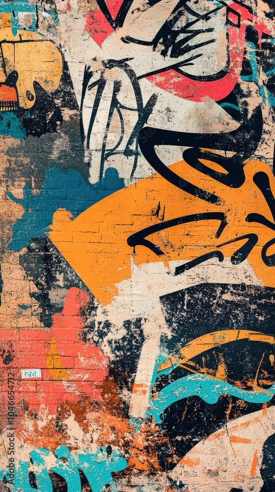 Obraz premium Dynamic hip hop album cover with bold graffiti art for urban music theme.