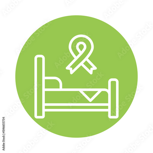 Patient Bed vector Outline Cricle Design icon. Cancer Symbol on White background EPS 10 File