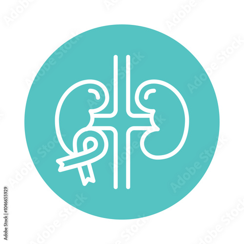 Kidney Cancer vector Outline Cricle Design icon. Cancer Symbol on White background EPS 10 File
