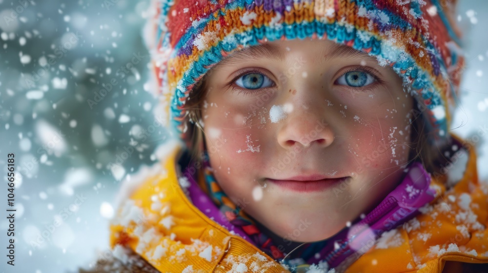 Children in vibrant fleece-lined hoodies and intricately woven hats, playfully adorned with delicate snowflakes, capturing the joy of a winter wonderland. Children in vibrant fleece-lined hoodies and intricately woven hats, playfully adorned with delicate snowflakes, capturing the joy of a winter wonderland.
