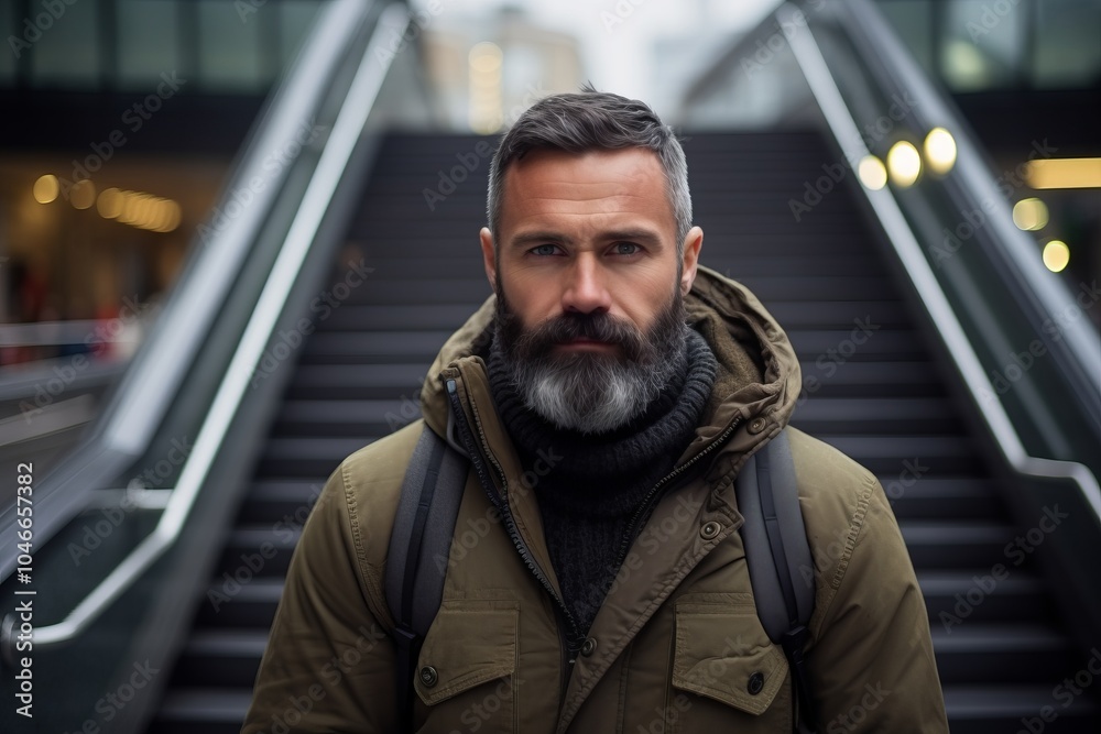 Portrait of a handsome bearded man with a gray beard in the city Portrait of a handsome bearded man with a gray beard in the city