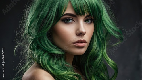 Woman with light green hair