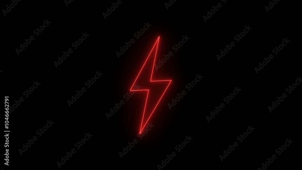 Neon symbol icon, neon red power on black background Neon symbol icon, neon red power on black background