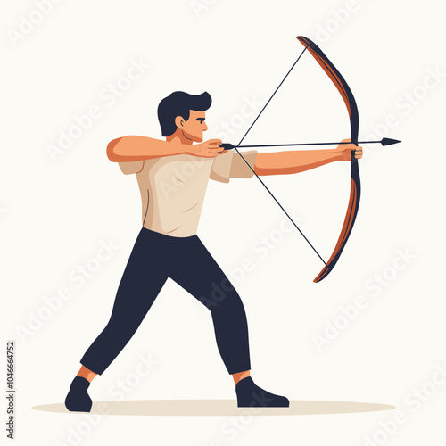A man practicing shooting a bow and arrow