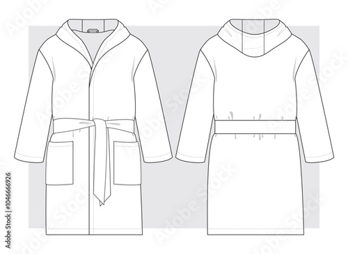 Dressing Gown technical sketch. Vector illustration.