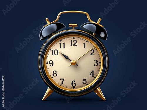 Wallpaper Mural Classic gold alarm clock displayed against a dark blue background showing the time at ten minutes past eight Torontodigital.ca