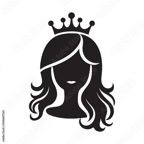 Beautiful, girl face vector, girl hairstyle, hairstyle vector, Silhouette Vector Illustration on White Background