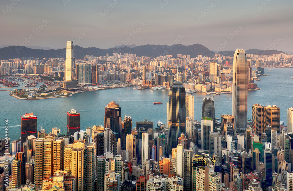 China - Hong Kong skyline at sunset