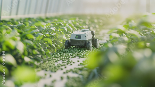 Agricultural Robot Working in Greenhouse Farm photo