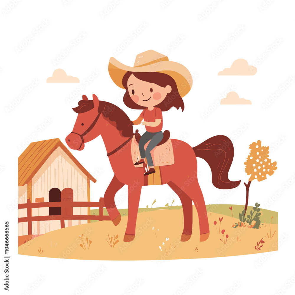 A child riding a pony at a farm A child riding a pony at a farm