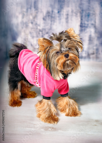 Yorkshire Terrier in a Pink Outfit photo