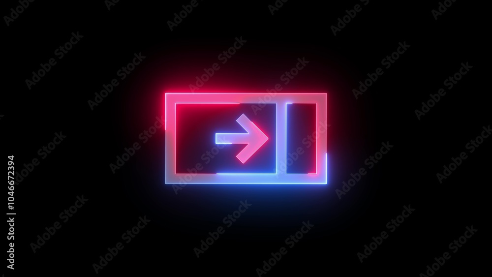 Neon symbol icon, Neon close pane icon blue red color glowing black background Neon symbol icon, Neon close pane icon blue red color glowing black background