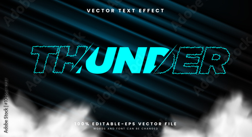 Thunder editable text effect Template with electric Blue text style theme