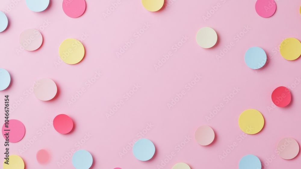 Photo of, Pink background with pastel circles and dots for design, banner template