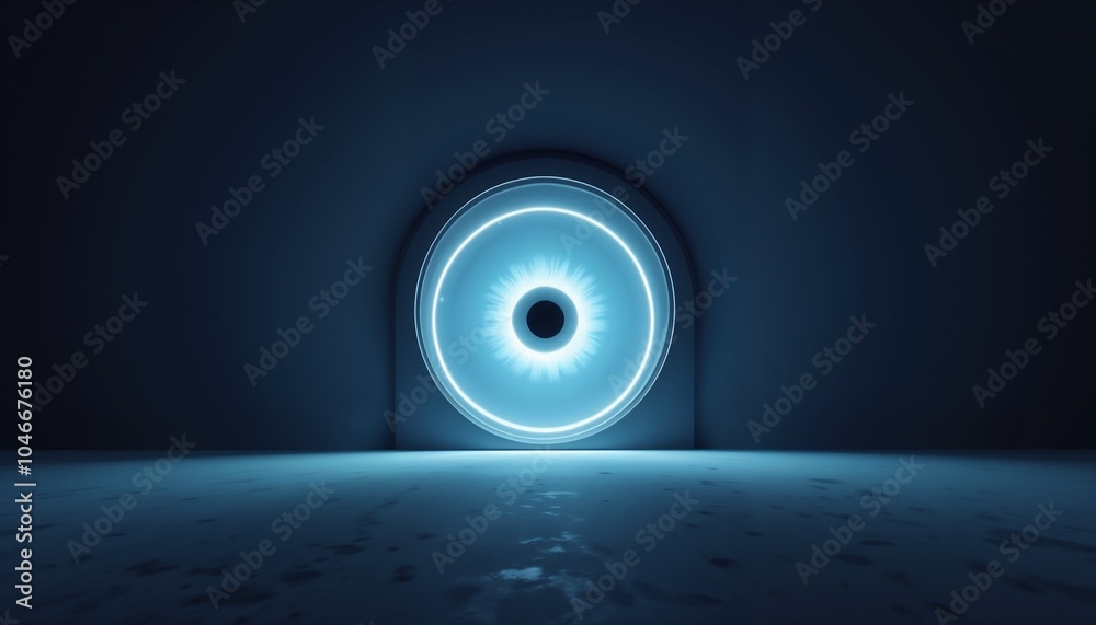 Futuristic circular light design in blue tones with glowing effects, copy space Futuristic circular light design in blue tones with glowing effects, copy space