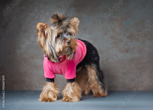 Yorkshire Terrier in a Pink Outfit photo