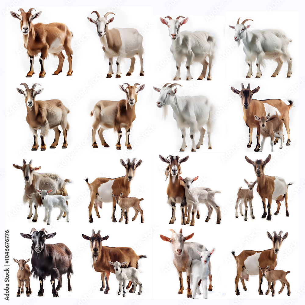 Obraz premium silhouette, animal, vecteur, collection, chèvre, ferme, animal, illustration, collection, lait, détaillé, fromage, agriculture, ajuster, sauvage, cochon, nature, 