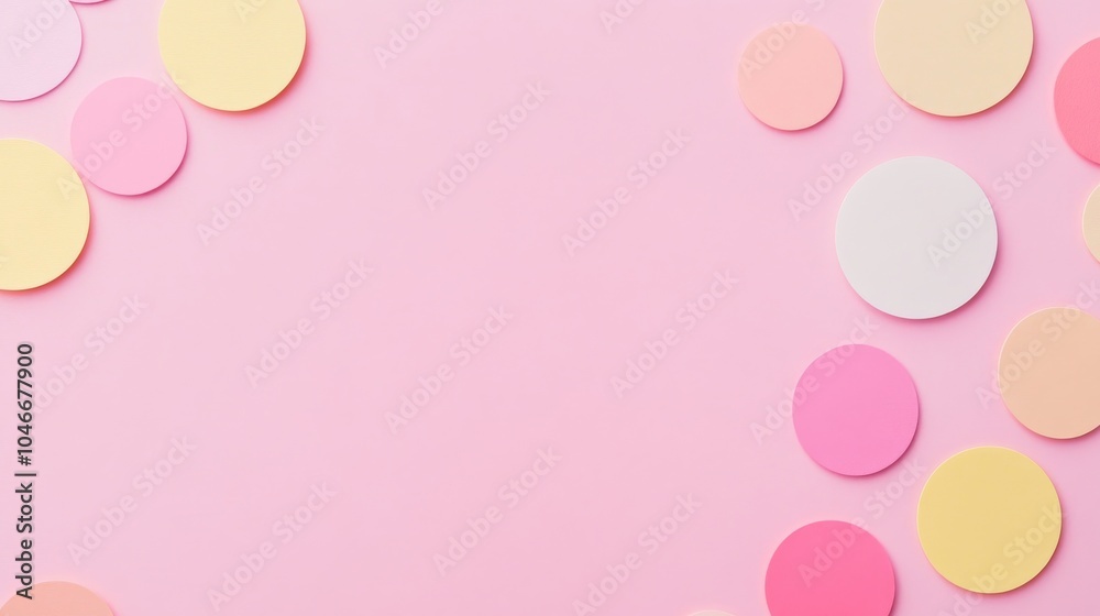 Photo of, Pink background with pastel-colored circles for design, banner template Photo of, Pink background with pastel-colored circles for design, banner template